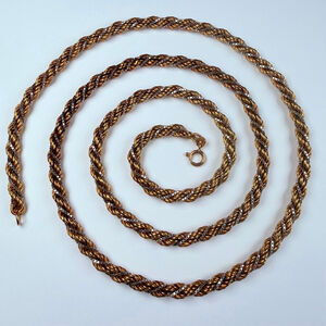 Estate 14K Solid Bicolor Gold Heirloom 5mm Rope Chain Necklace VTG Italy 31.5"